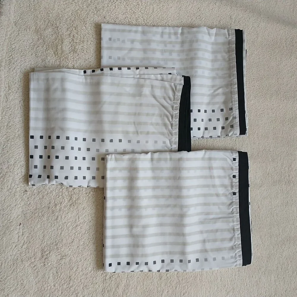 VTG Dan River Pillowcase King Size Cotton White Gray Geometric Contempory 3x